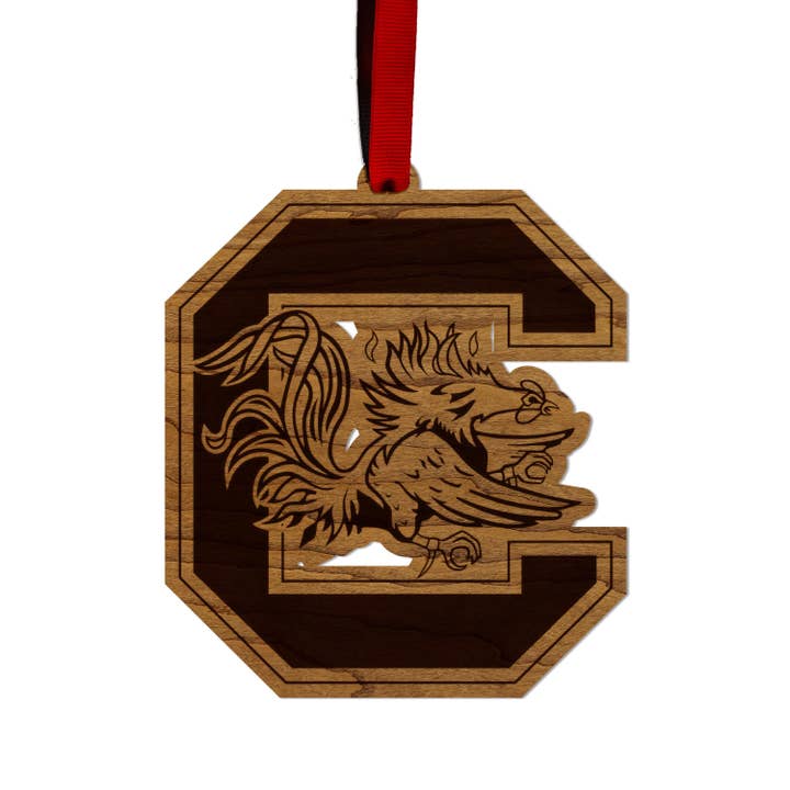 LazerEdge - Wholesale Ornament - University of South Carolina Gamecocks Ornament – Crafted from Cherry and Maple Wood – USC Gamecocks