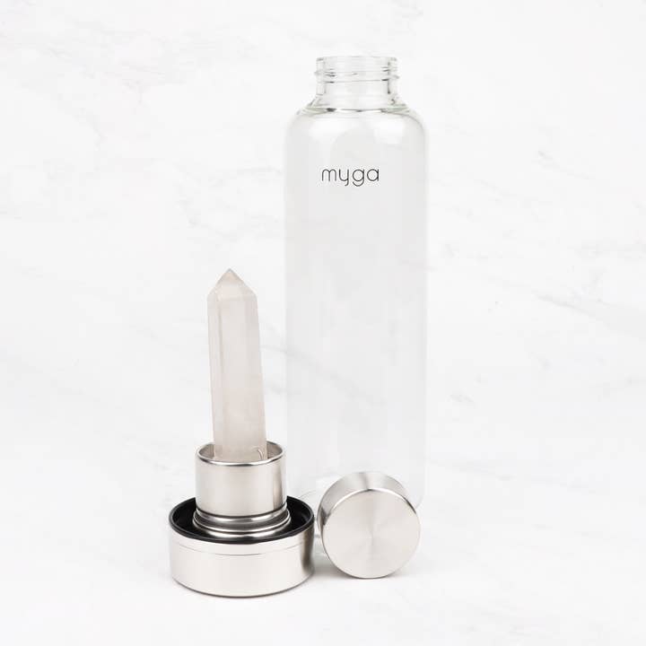 Myga Eco - Wholesale Water Bottle - Clear Quartz Crystal Glass Water Bottle