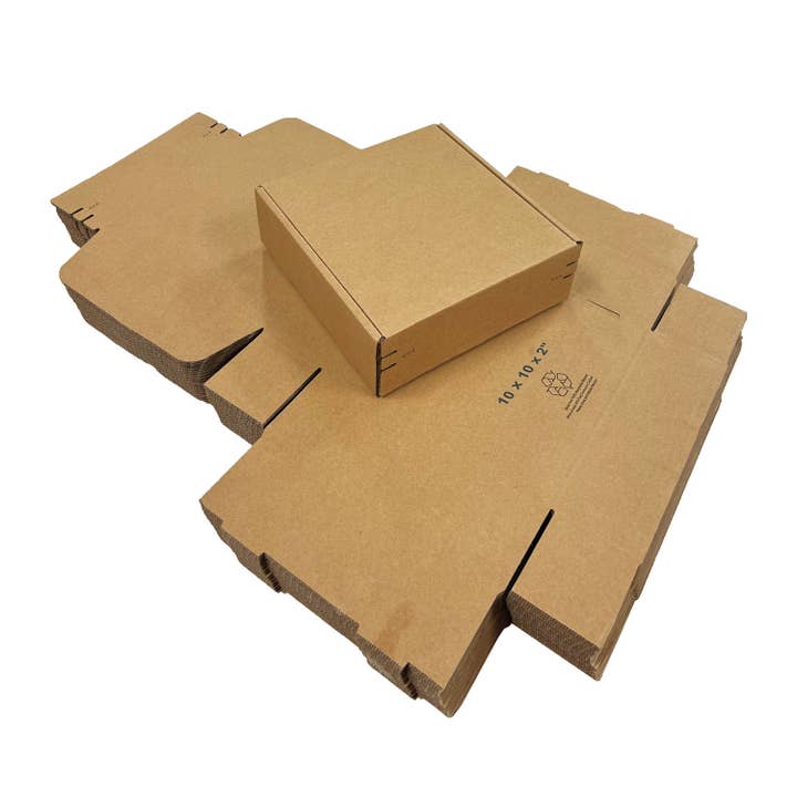 Kis Paper - Wholesale Gift Box - 40pcs 10"x10"x2" Kraft Corrugated Paper Mailer Boxes4
