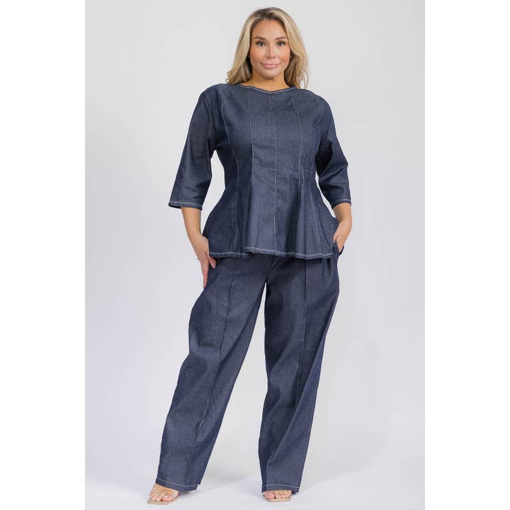 Peplum 2pc Pant Set for wholesale by omgstyles