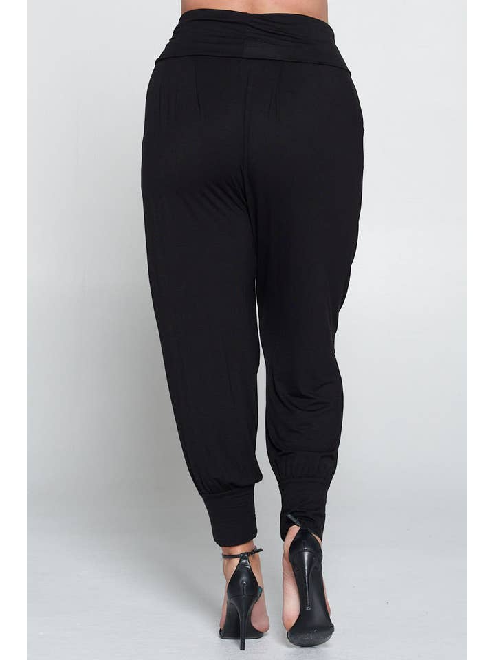 Allium - Wholesale Pants - Women's - Plus Size Banded Waist Harem Joggers