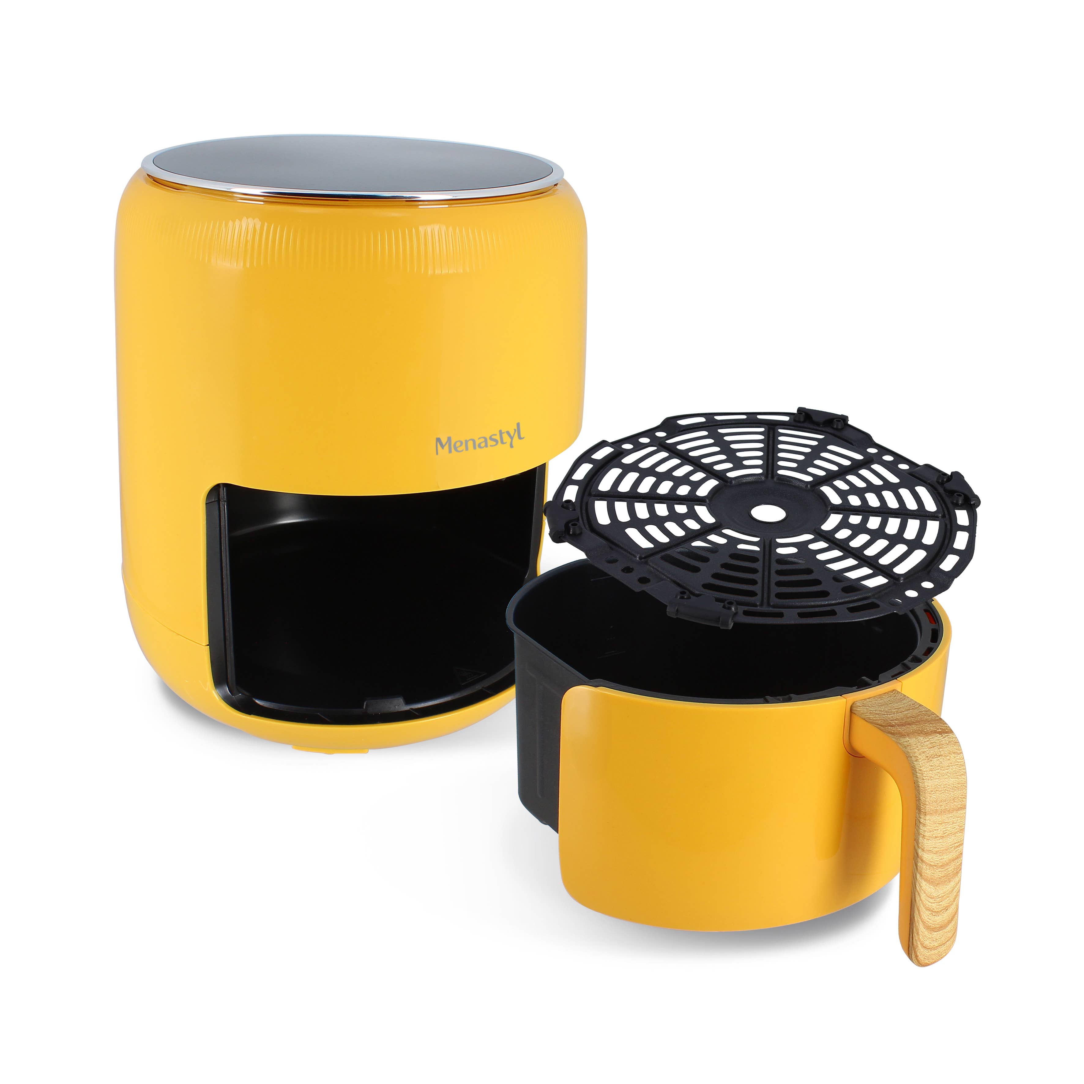 Menastyl - Wholesale Kitchen Appliance - Oil-free fryer 4.5 L colorama saffron wood-effect handle6