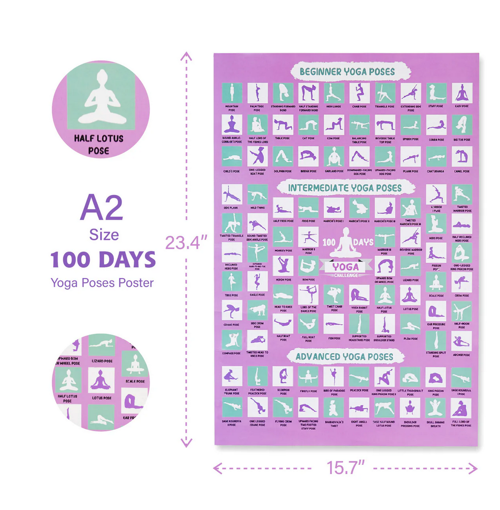 The Diabolical Gift People - Novelty Gifts, Christmas Gifts - Wholesale Yoga Accessories - 100 Days Yoga Challenge Poster - Christmas Gifts for Women1