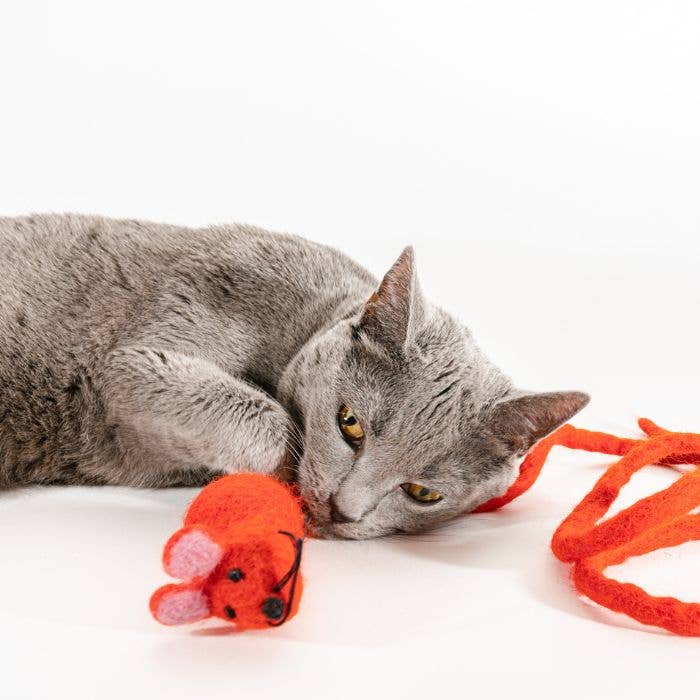 Cat in the Box LLC - Wholesale Pet Toy - Cat - Wool Mouse Cat Toy 6-Foot-Tail - all-red, rainbow, unicorn13