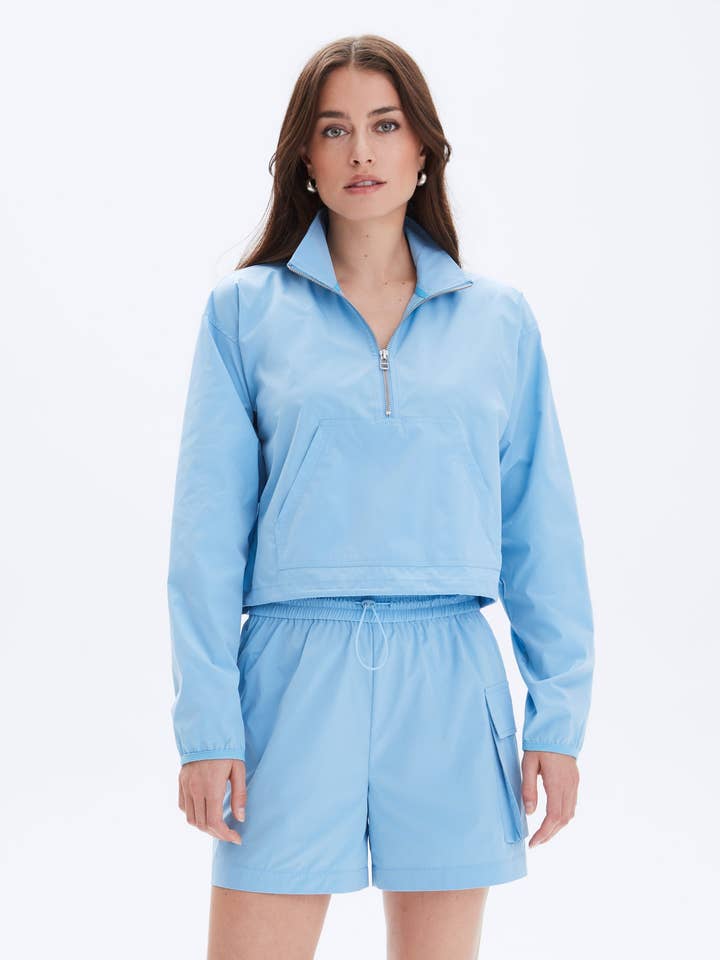 Water Blue SLOANE - Crop Pullover Windbreaker for wholesale on Faire0