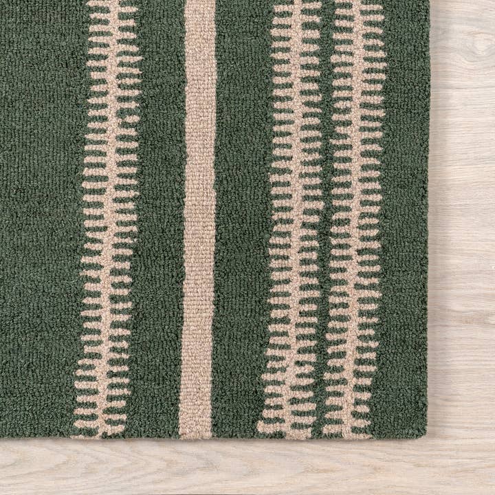 Green Kari Striped Wool Area Rug for wholesale on Faire