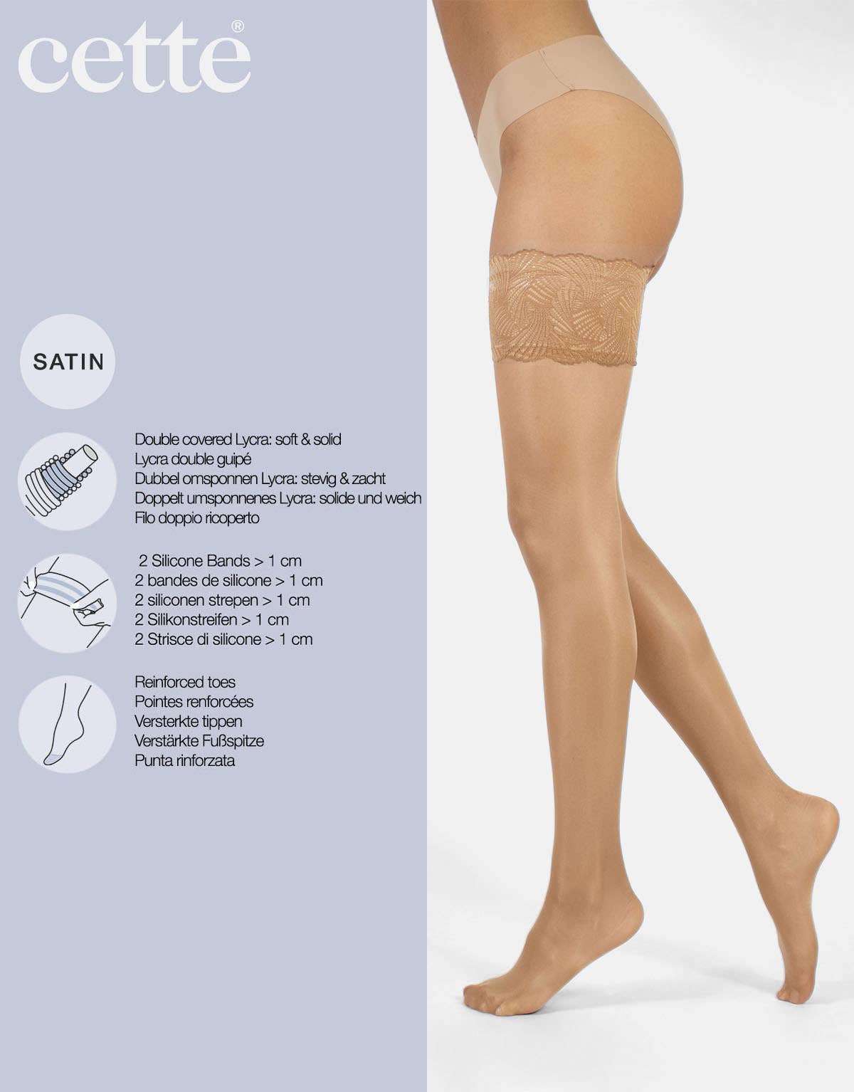 Cette – Großhandel Strümpfe – Damen – Halterlose Halterlose Größen bis 4XL, Strümpfe in Übergröße, bleiben oben4