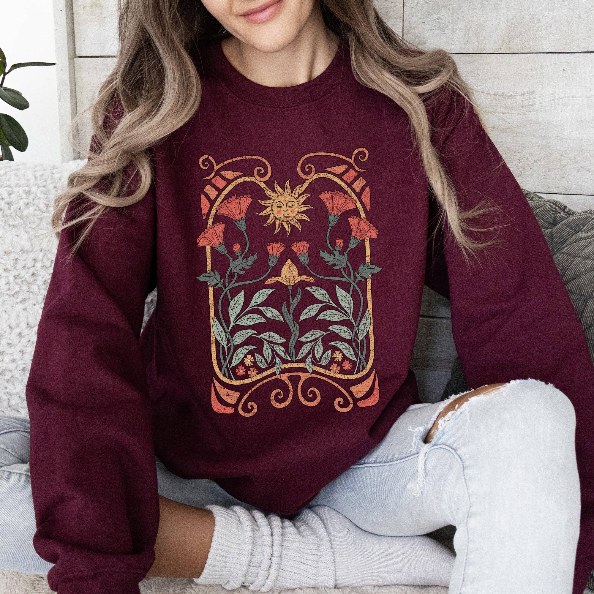 Refinery Number One LLC - Venta al por mayor Sudadera estampada - Mujer - Sudadera colorida con diseño Art Deco de estilo Art Nouveau celestial2