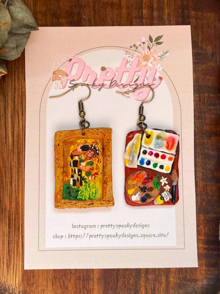 Polymer lerøreringe - Kysset | Gustav Klimt Art for engroshandel hos PrettySpookyDesigns