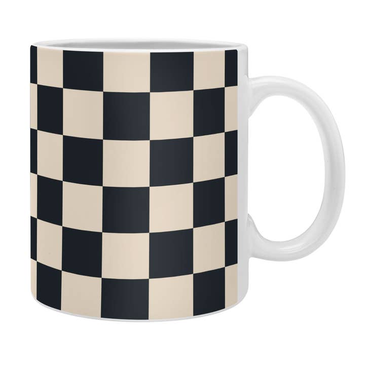 Deny Designs - Wholesale Coffee Mug - Cuss Yeah Designs Black Cream Checker Pattern Coffee Mug
