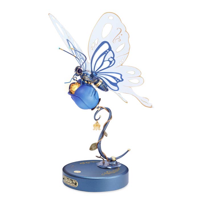 MI05B Mechanical Butterfly (Blue) ROKR 3D Puzzle Kit for wholesale by Robotime