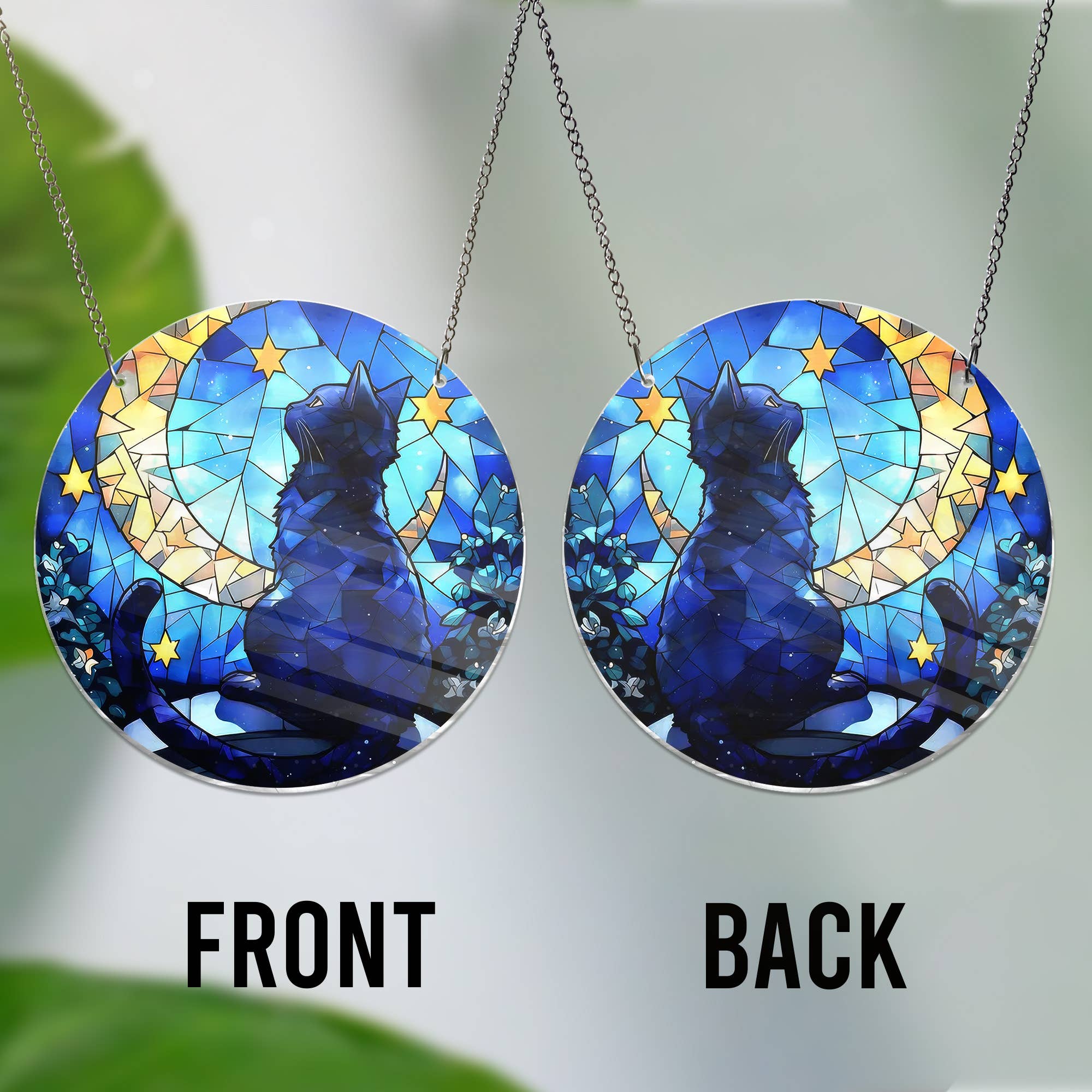 Merchemy - Wholesale Wall Decor - Kids & Baby - Cat and Moon ACRYLIC Window Hanging Ornament Cat Lover Gifts1