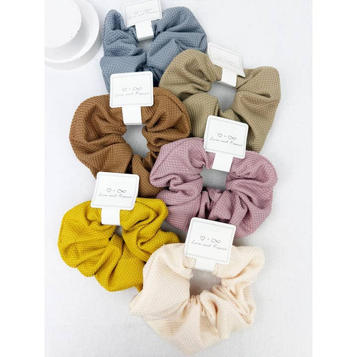 MIX COLOR Waffle Textured Soft Scrunchies for wholesale on Faire