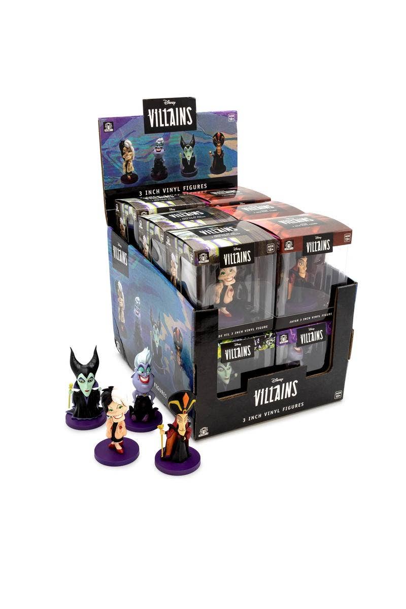 License 2 Play Toys - Wholesale Figurine Toy - Kids - Disney Villains 3" Vinyl Figures Window Box in 12pc Display0