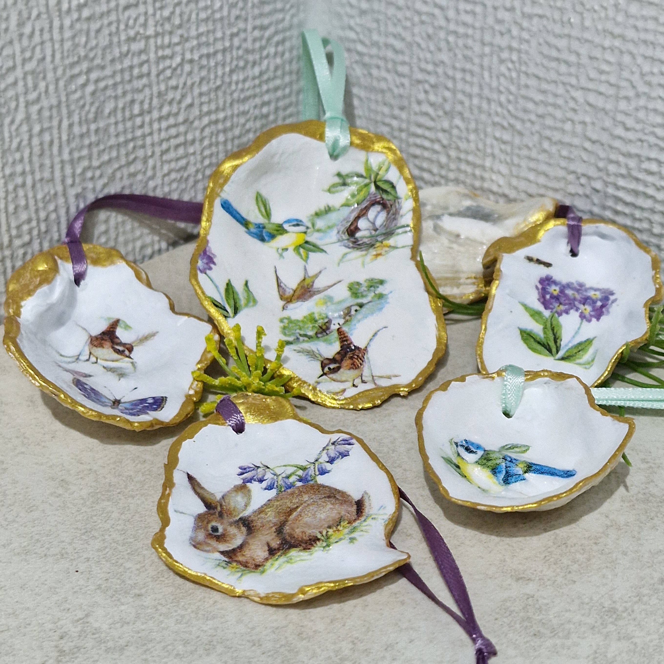 Bee my Oyster – wholesale Ornament set – NEW Spring Easter Hanging Ornament Oyster Shells x 5 Pieces2