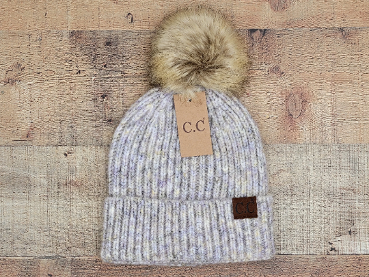 Treasure Bank - Wholesale Beanie - Women's - C.C Winter Hat, Classic Rib Beanie with  Faux Fur Pom1