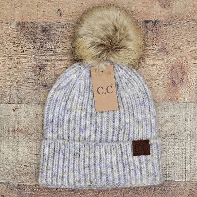Treasure Bank - Wholesale Beanie - Women's - C.C Winter Hat, Classic Rib Beanie with  Faux Fur Pom6