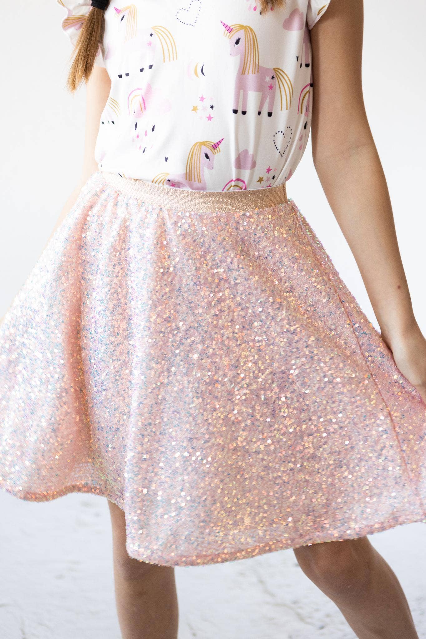Mila & Rose - Wholesale Skort - Kids - Peach Sequin Twirl Skort