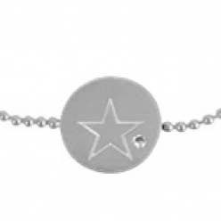 Bracelet avec disque - étoile sur chaîne boule en acier inoxydable pour la vente par Style Republic - Carsten Maletz