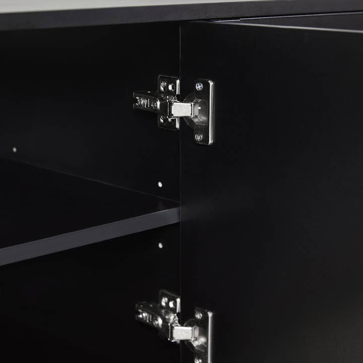 39F Inc. - Wholesale Console Table - Graceful Black TV Stand for 78" TVs - Solid Wood Legs17