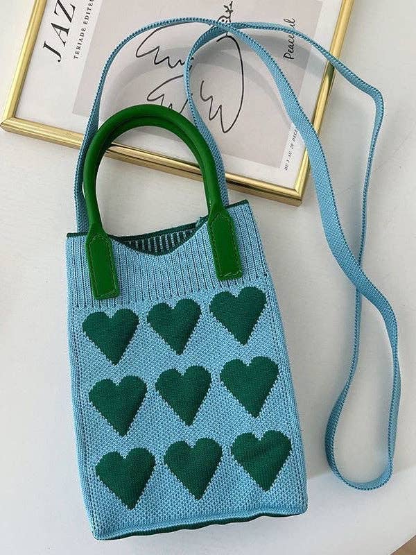 StyleGalX – wholesale Axelväska - Dam – Hjärtmönstrade delade väskor axelremsväskor handväskor5