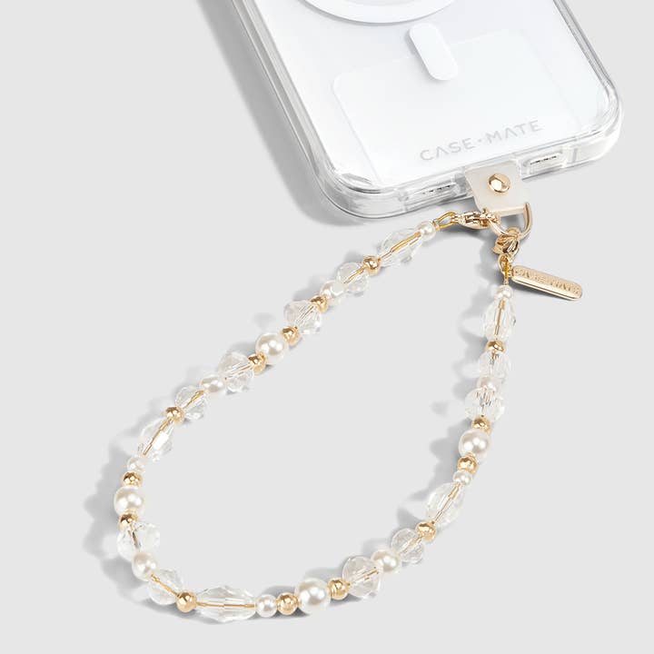 Crystal Pearl Gold Phone Charm for wholesale on Faire