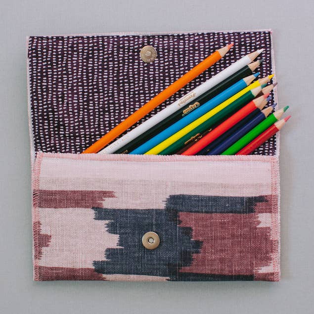 Portafoglio Classico in Lino Stampato a Blocchi per la vendita all'ingrosso da parte di Austin Designs