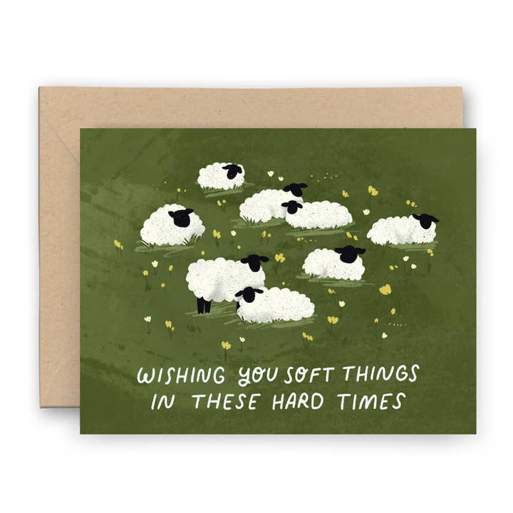 Soft Things Hard Times Card | Sheep for wholesale by Finch and Flourish Paper Goods