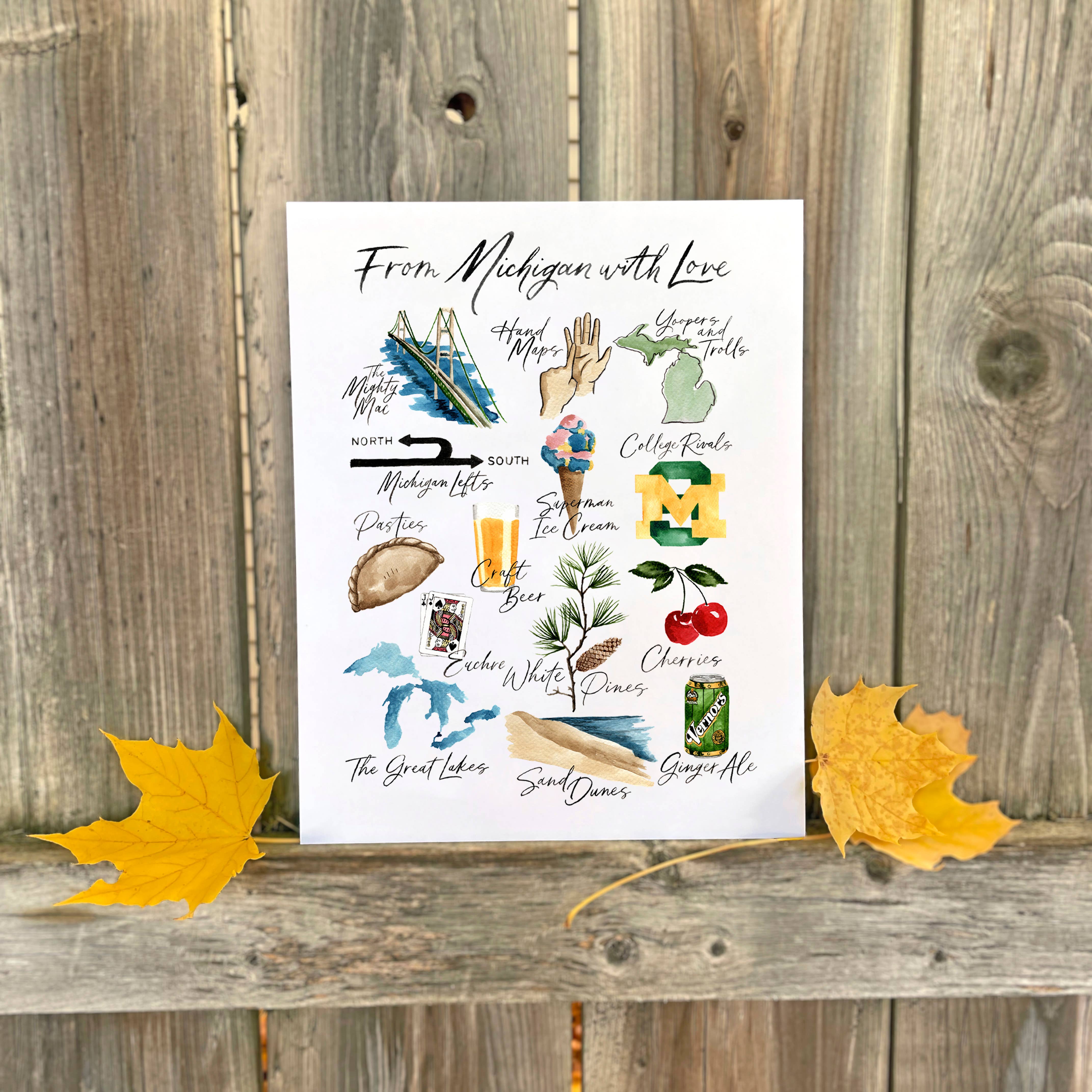 NorthHouse Creative Co. - Wholesale Art Print - "From Michigan with Love" Classic Michigan Watercolor Print2