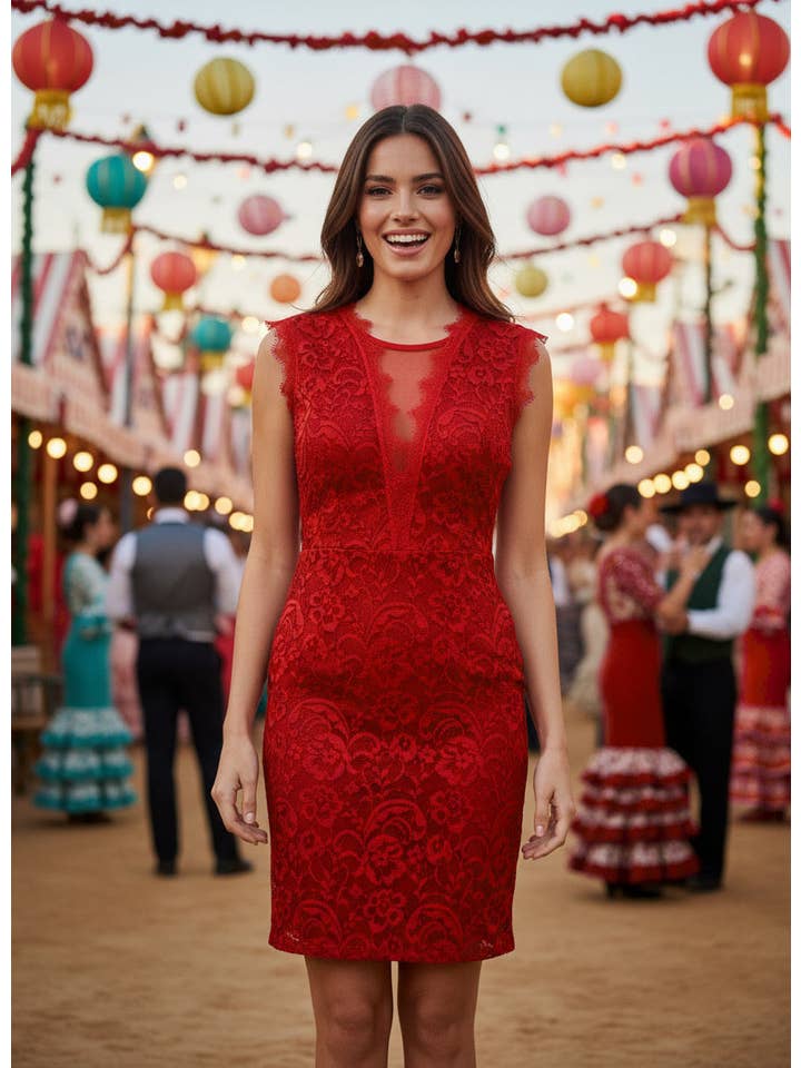 ROJO VESTIDO CORTO ROJO 3409 de venta al por mayor en Faire2