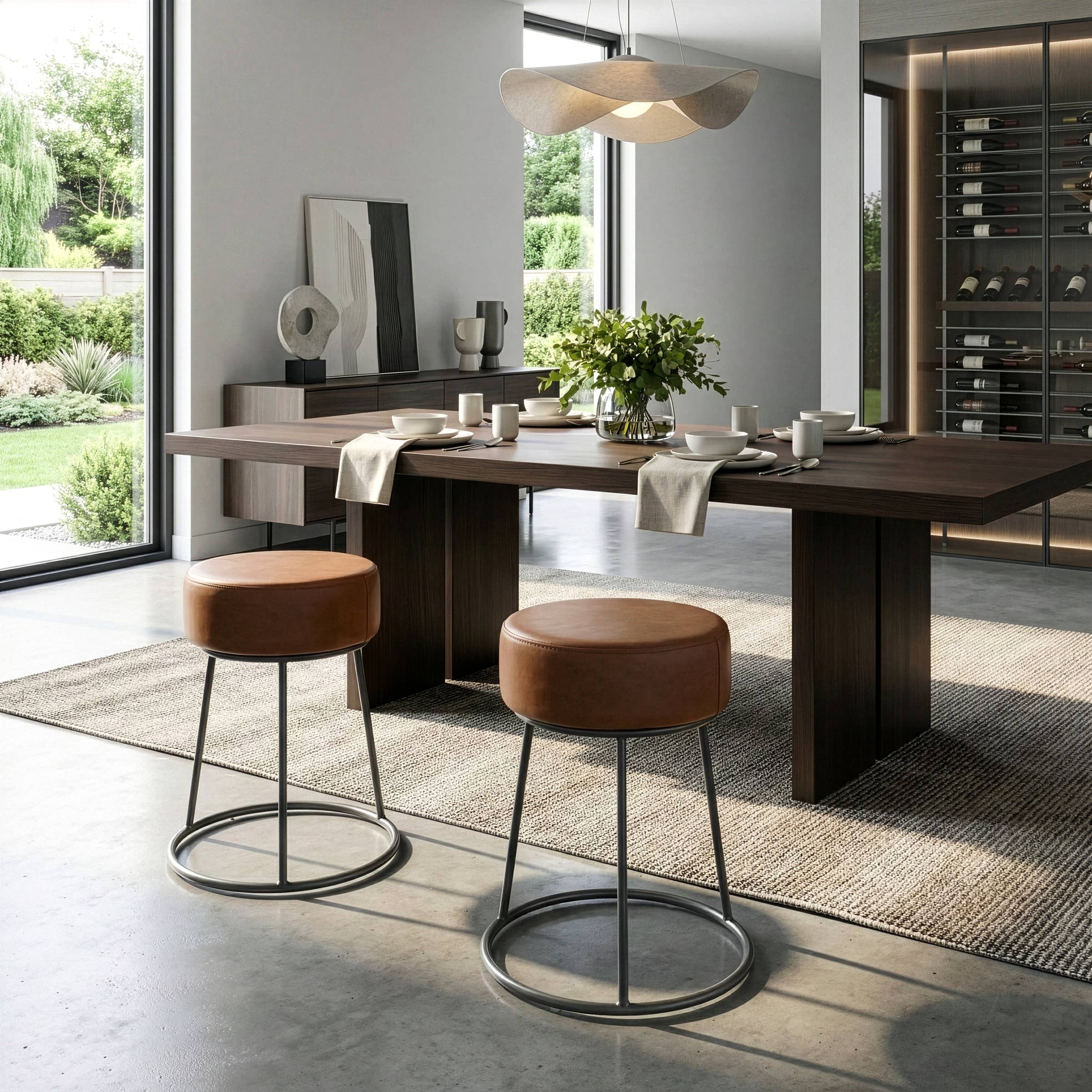 Glamour Home - Vente Chaises - Ensemble de 2 chaises de salle à manger Amie sans dossier avec cadre en métal canon0