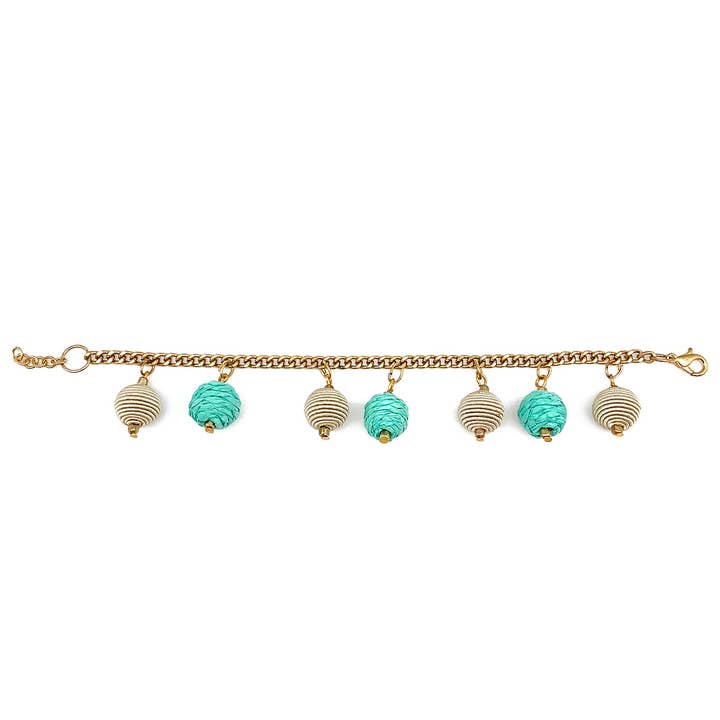 Bracelet Sachi Turquoise Waters - Breloques petit cercle pour la vente par Anju Jewelry