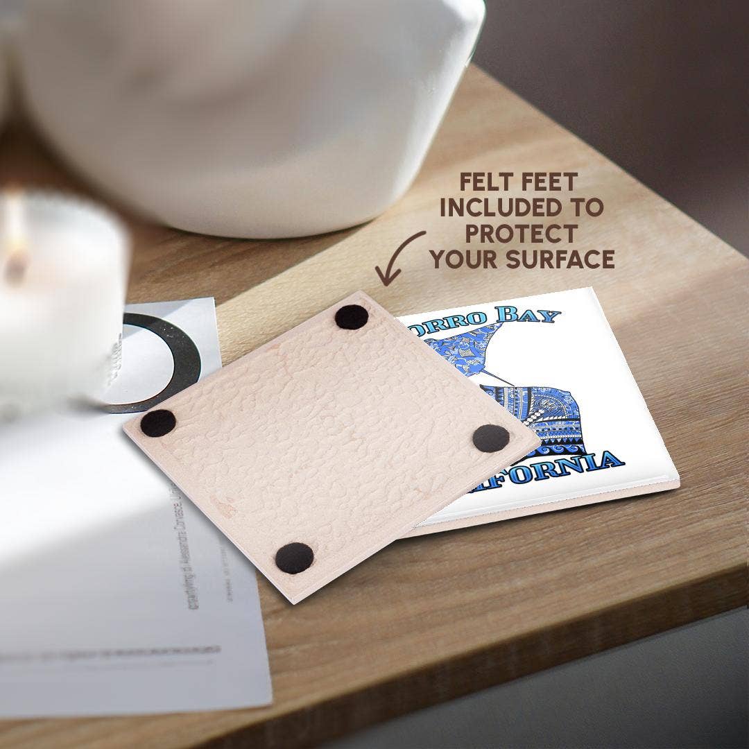 3dRose - Vente Sous-verre - 3dRose, Raie pastenague tribale bleue pour des vacances à Morro Bay, Californie, Dessous de verre3