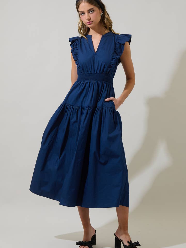 Virna Ruffle Midi-jurk voor wholesale door Sugarlips