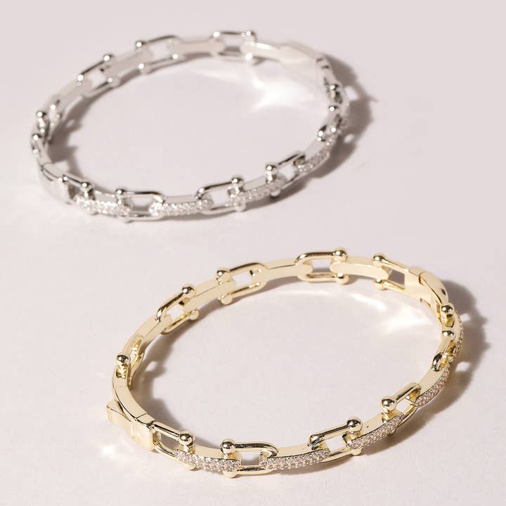 Fashion City – Pulseira de elo e corrente por atacado – Pulseira estilo corrente ligada com fecho de fivela CZ 4