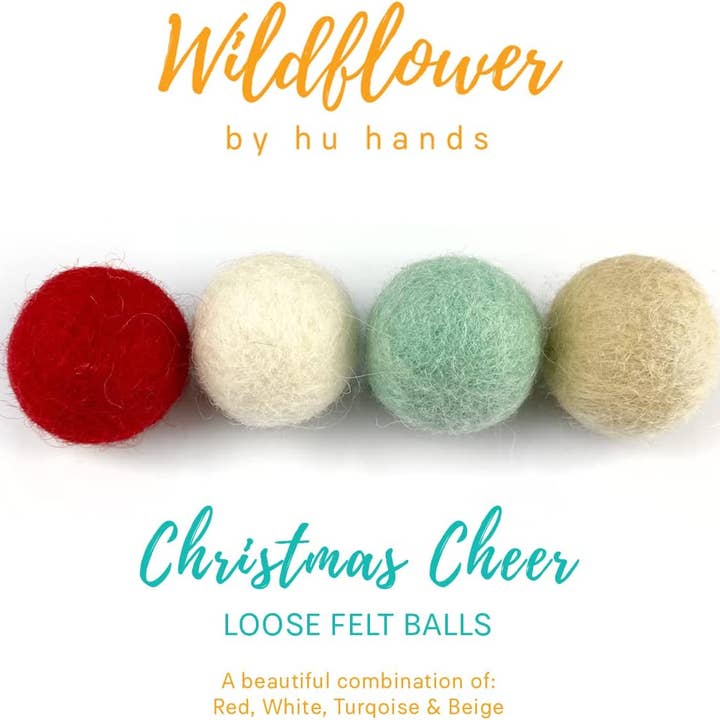Wildflower by hu hands - Wholesale Ornament set - Christmas Cheer (50) Wool Felt Balls 1" Size2