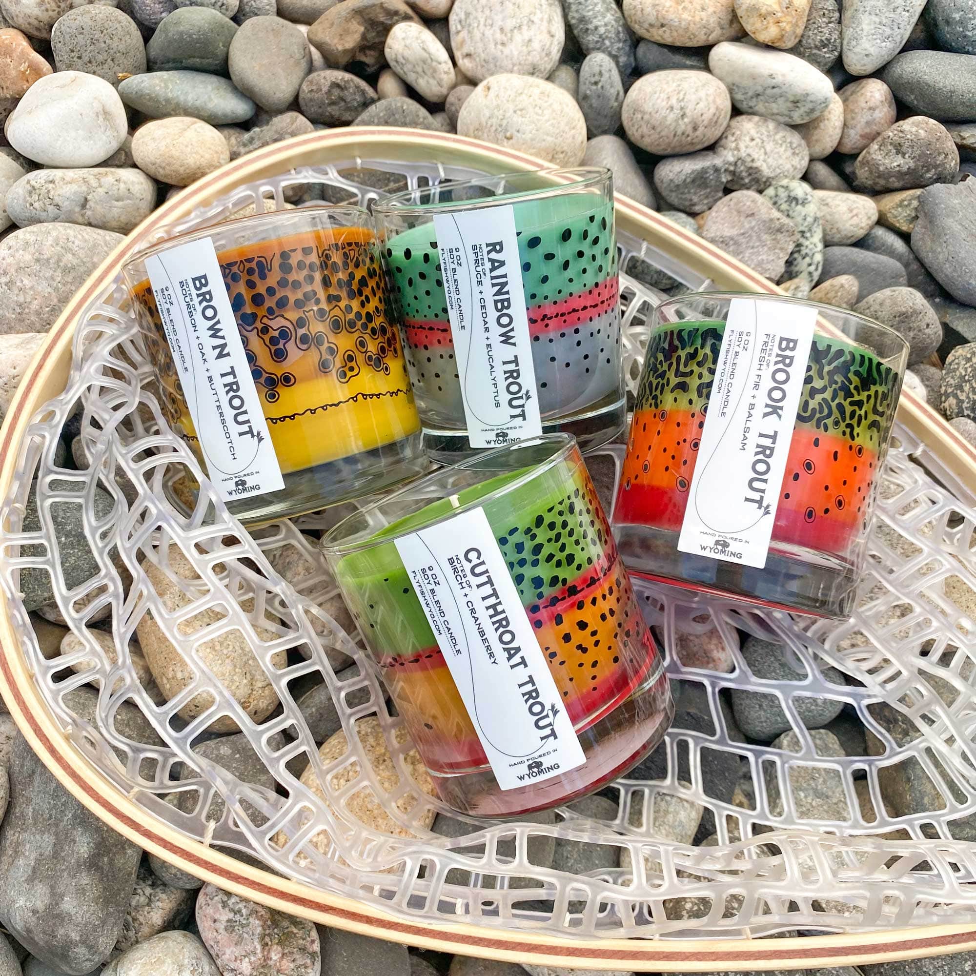 Fly Fish Wyoming - Wholesale Jar/Filled Candle - Wyo Cutthroat Trout Pattern Candle1