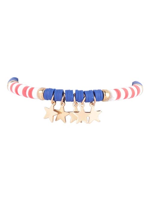USA Flag Star Fimo Stretch Bracelet for wholesale by MYS Wholesale Inc