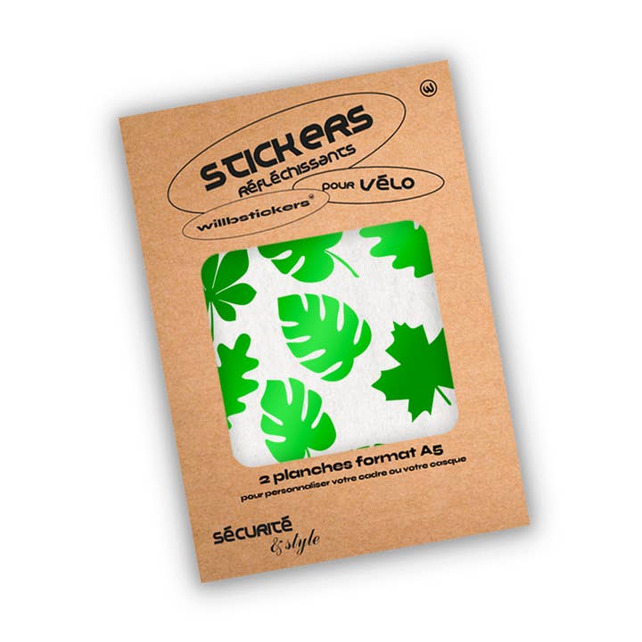 2 sheets of reflective stickers “LEAF” for wholesale by WILL B STICKERS