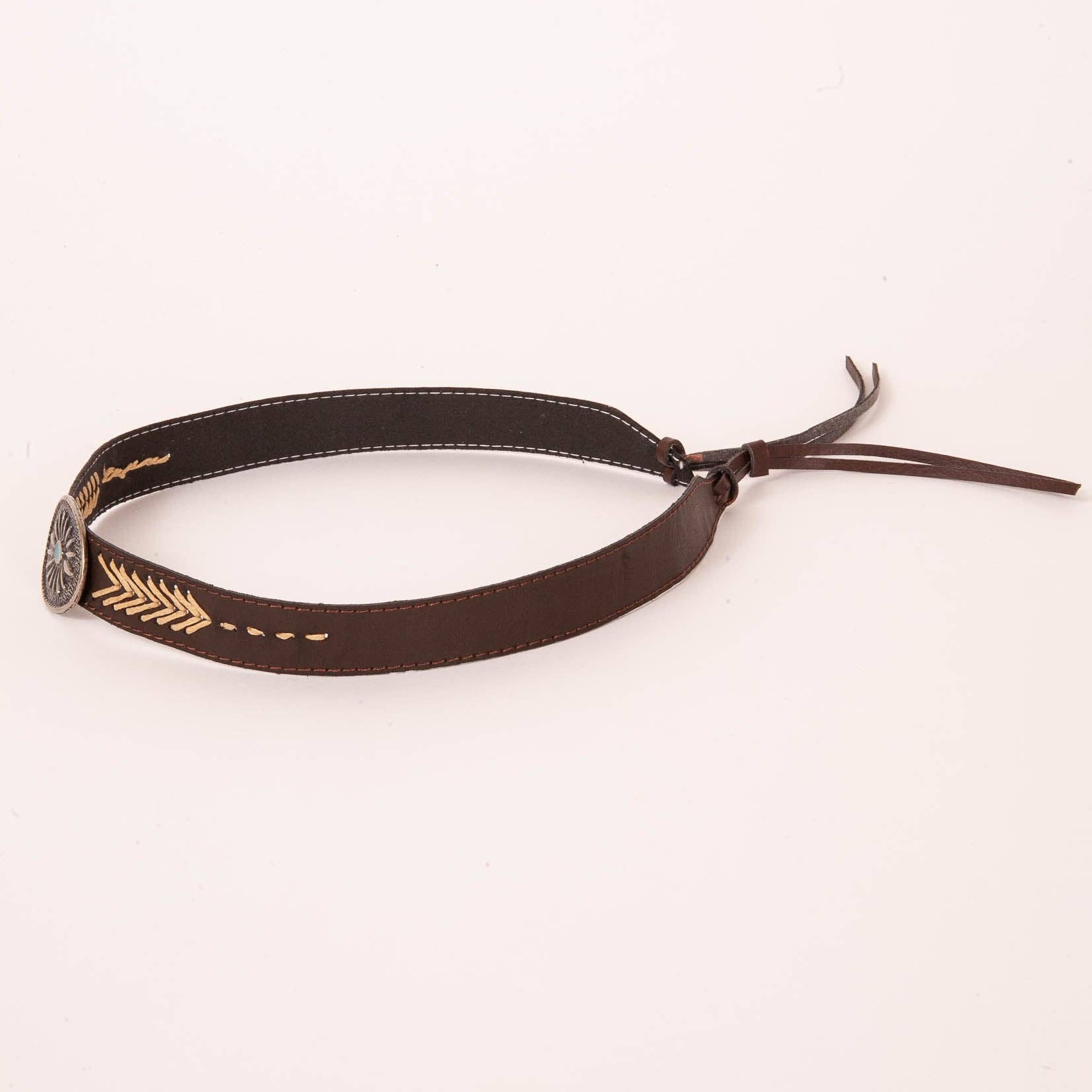 American Hat Makers - Wholesale Bandana - Unisex - Western Concho Hat Band - Style Ottawa Brown2