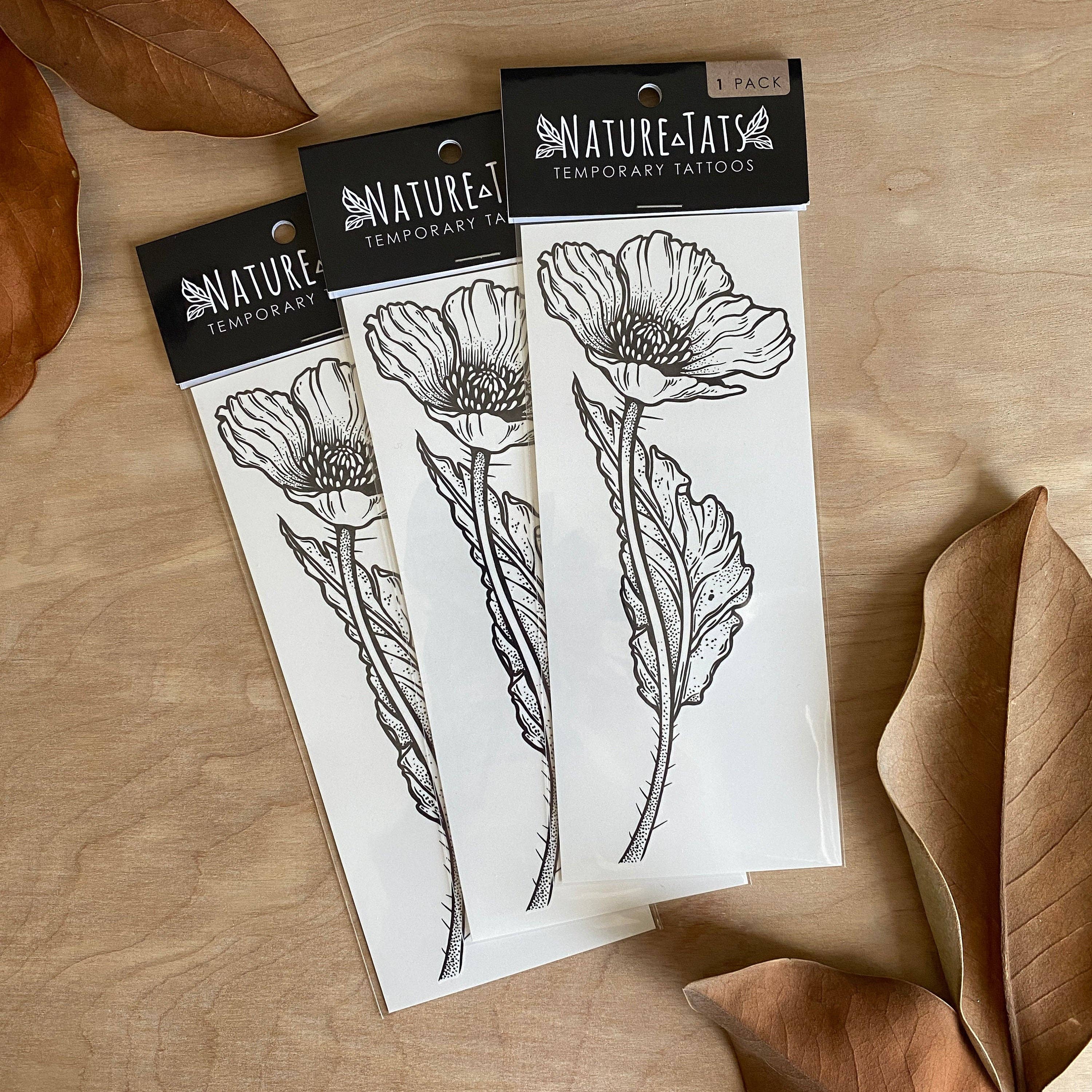 NatureTats - Venta al por mayor Tatuajes temporales - Tatuaje temporal de flor de amapola silvestre1