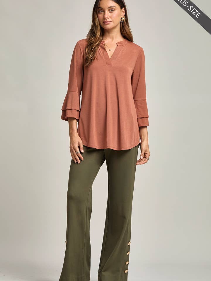 Dear Scarlett - Wholesale Tunic - Women's - PLUS SIZE Solid Color Belled Lizzy Top5