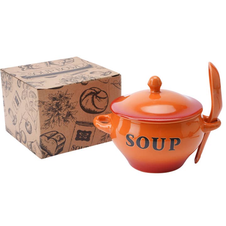 CGB Giftware - Wholesale Bowl - Orange Soup Bowl and Spoon Set1