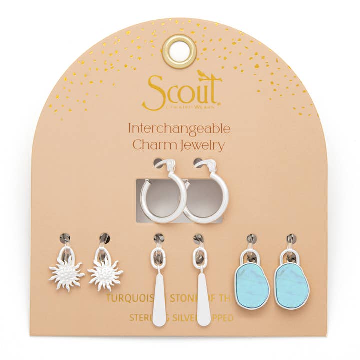 Interchangeable Charm Earring - Turquoise/Sky/Silver for wholesale by Scout Curated Wears