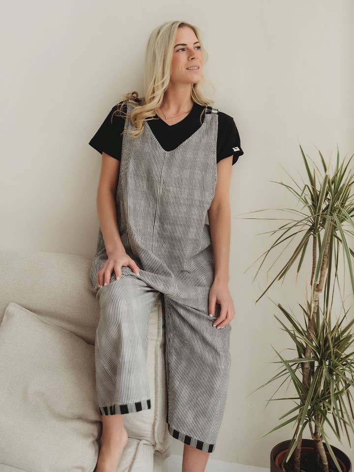 Grace Multicolour Geruite Print Omkeerbare Wijde Pijpen Jumpsuit voor wholesale door Turtledove London