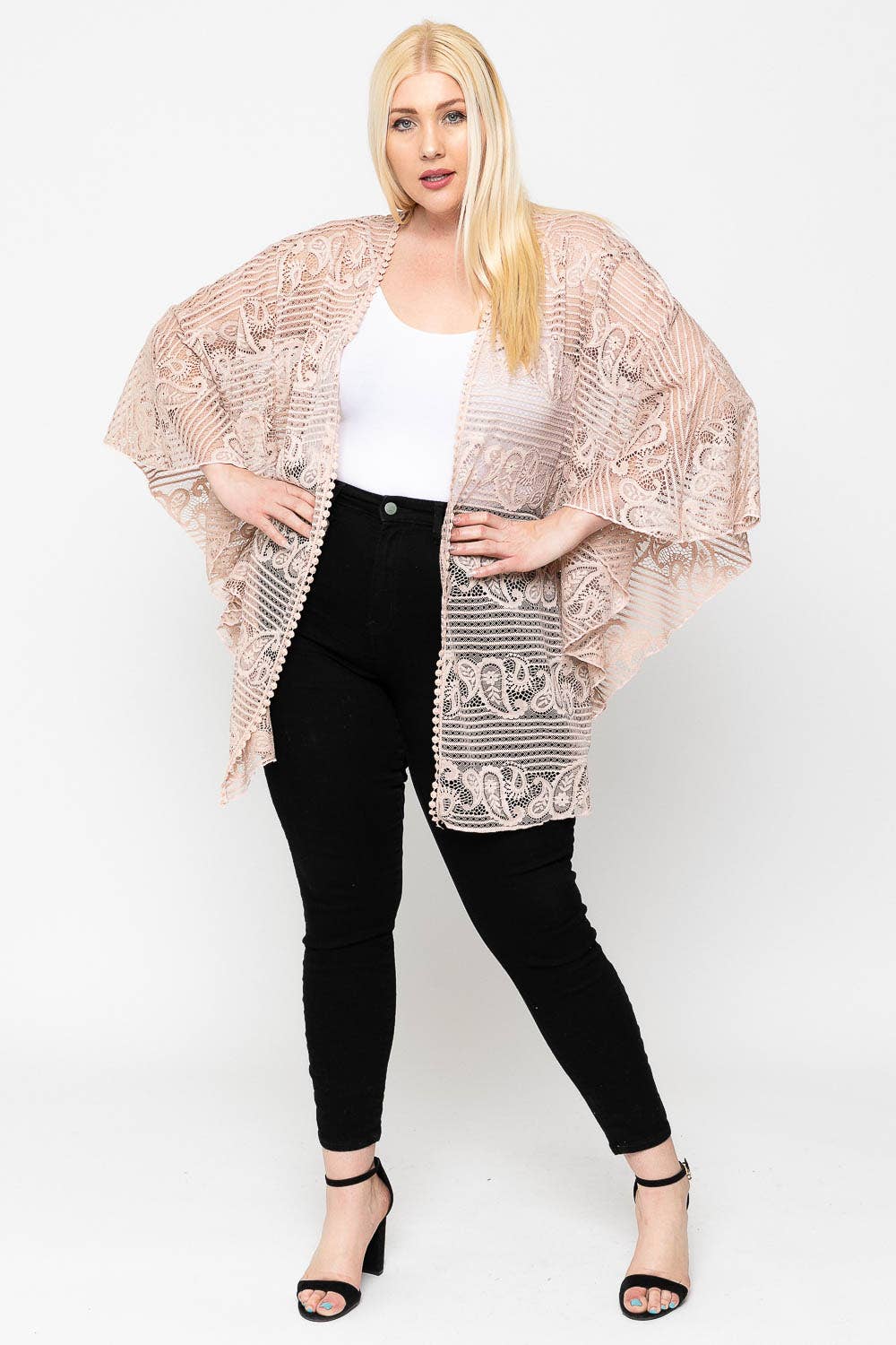 WITH U SHOP – Engroshandel Cardigan - Dame – Kimono Stil Blonder Cardigan7