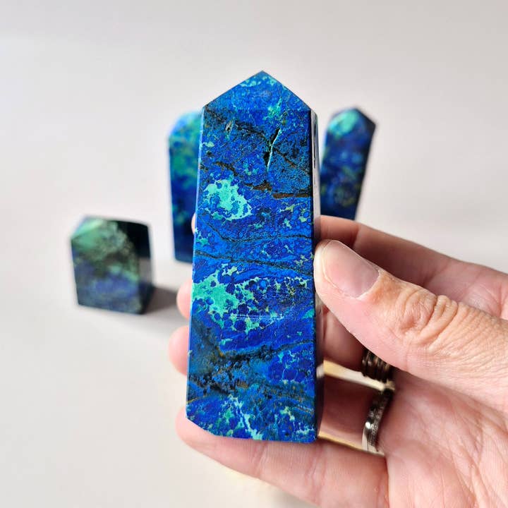 Moonlight Gemstones - Wholesale Spiritual Stone/Crystal - Rare Gemstone Azurite Tower – #3 120 grams pure mystery & intuitive power