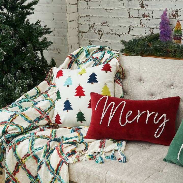 carol & frank - Wholesale Throw/Decorative Pillow - Christmas Merry Ruby Red Velvet Throw Pillow2