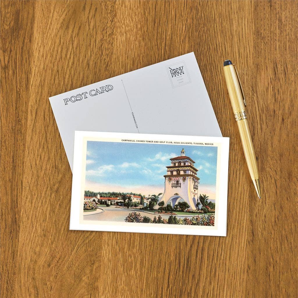 Found Image Press - Vente Cartes postales - Carte postale MX-189 Campanile, Agua Caliente, Tijuana, Mexique1