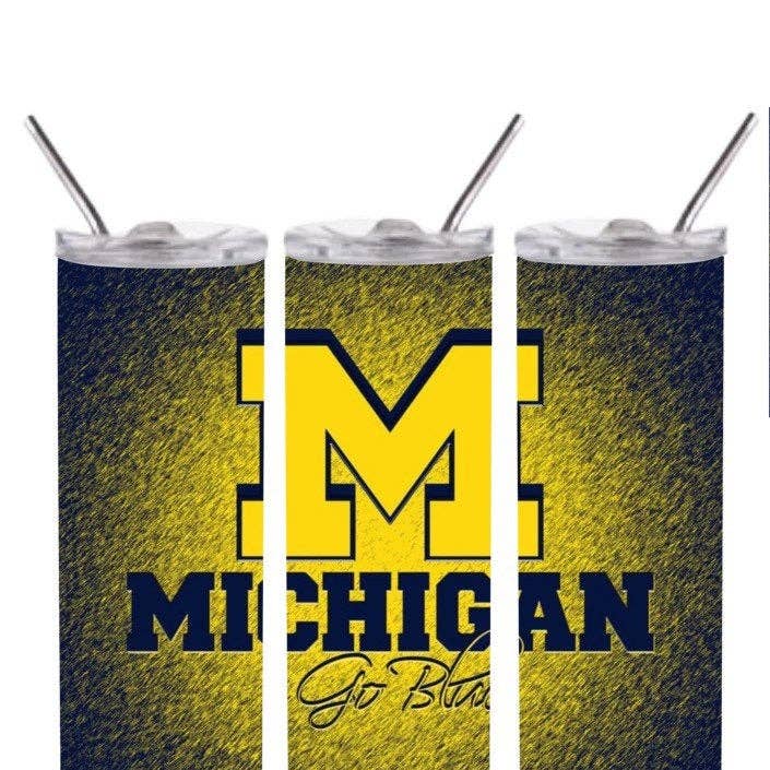 Creations by Trudy - Wholesale Insulated Mug/Tumbler - Go Blue Michigan Team- Stainless Steel Tumbler0